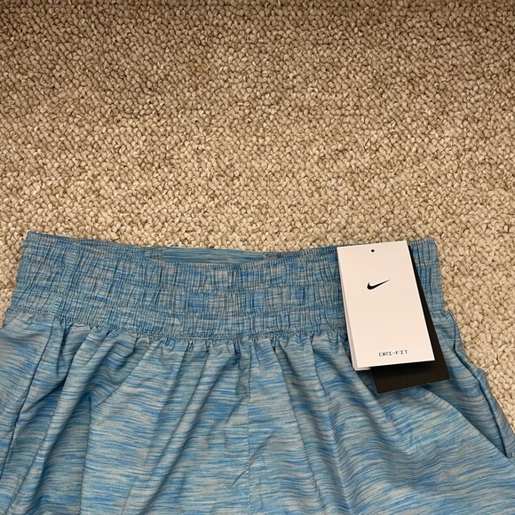 Nike Women’s One Dri-Fit Mid-Rise 3” Brief Lined Blue SpaceDye Shorts Sz S NWT - Picture 2 of 7